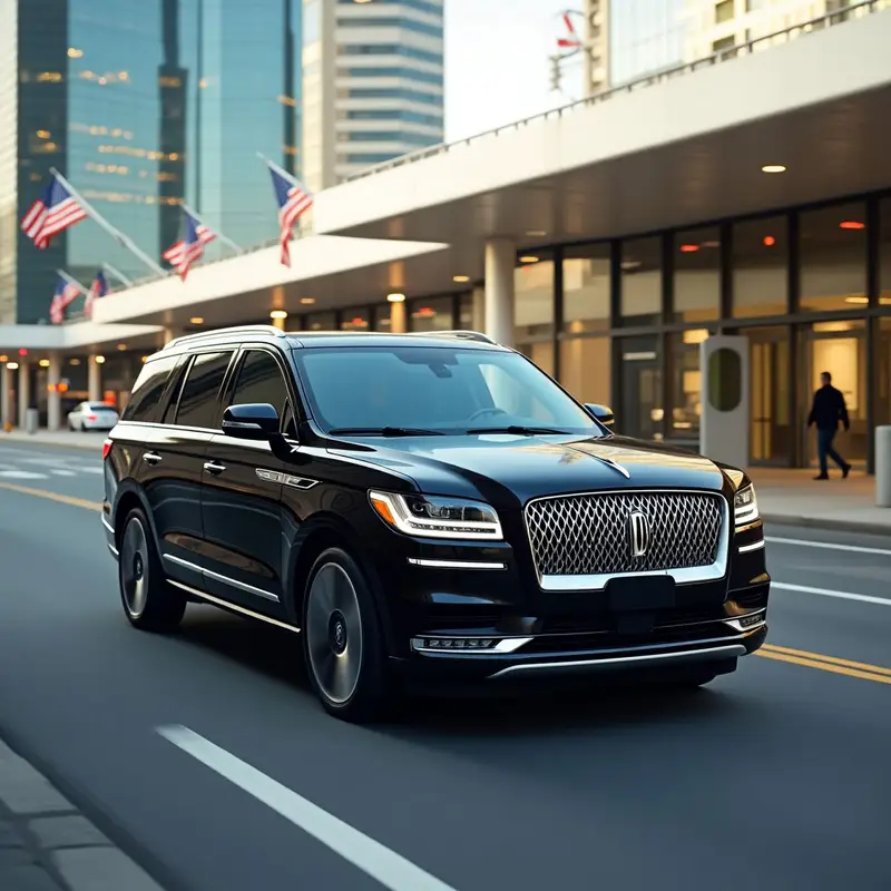 Luxury black car for airport transportation